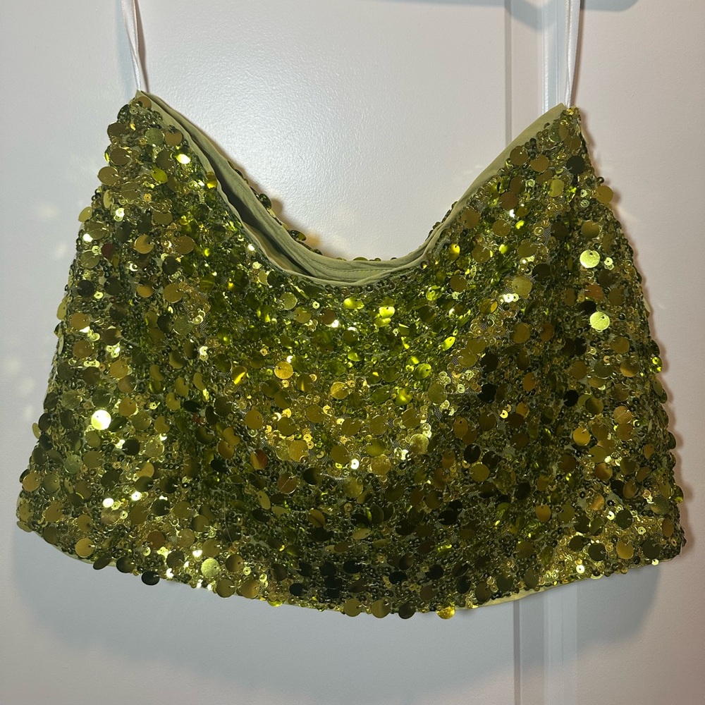 Superdown Glittering Green Sequin Skirt